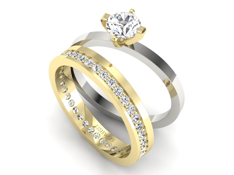 Złoty Pierścionek z diamentami złoto 585 - P47145T33zb — zdjęcie 3