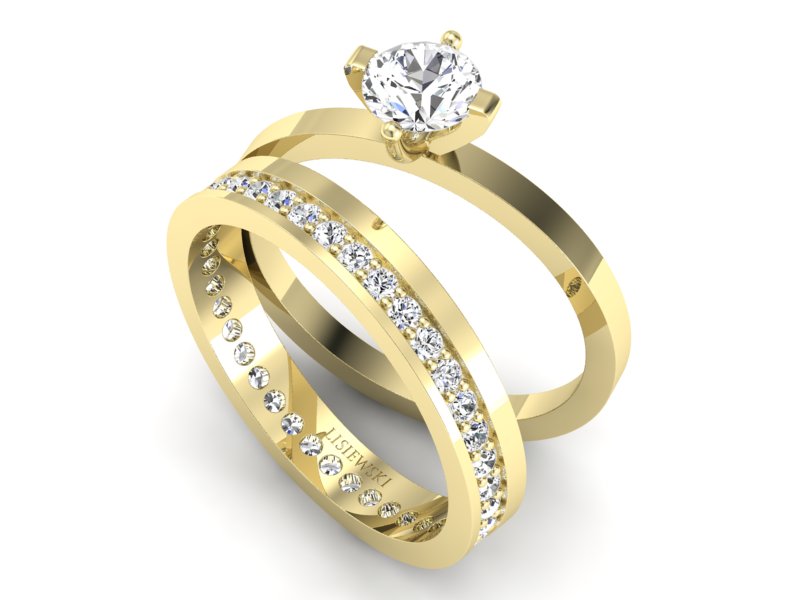 Złoty Pierścionek z brylantami żółte złoto 585 - P47145T33zV — zdjęcie 3