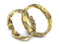 Obrączki ślubne obraczki z diamentami złote żółte złoto 14k - P47160T211z- 3