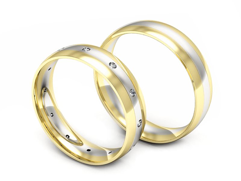Obrączki z diamentami dwukolorowe złoto 585 - P50130T225zb — zdjęcie 3
