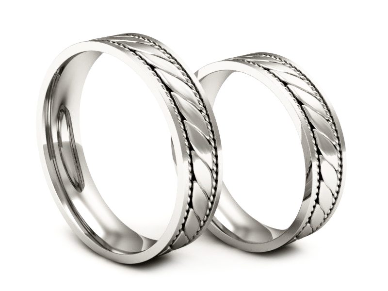 Obrączki białe złoto obrączki klasyczne 585 - P50140T102b — zdjęcie 3