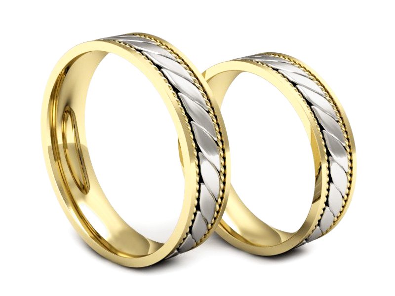 Obrączki biało żółte złoto obrączki złote - P50140T102bz — zdjęcie 3