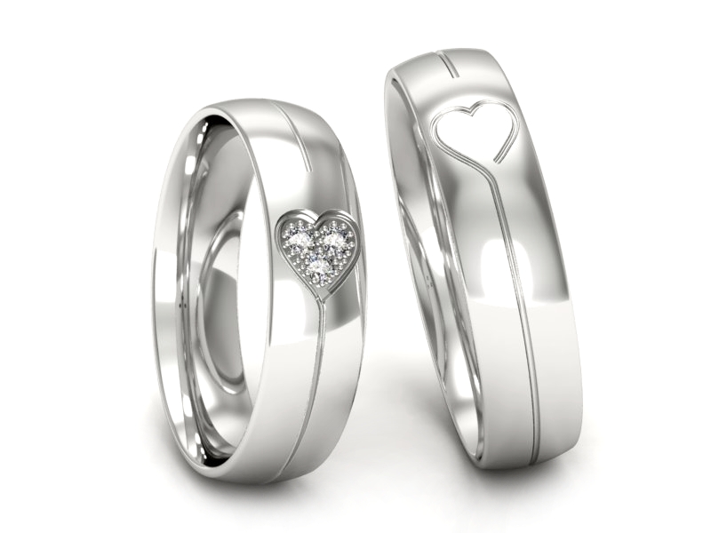 Złote Obrączki z diamentami białe złoto 585 - P50140t137b — zdjęcie 3