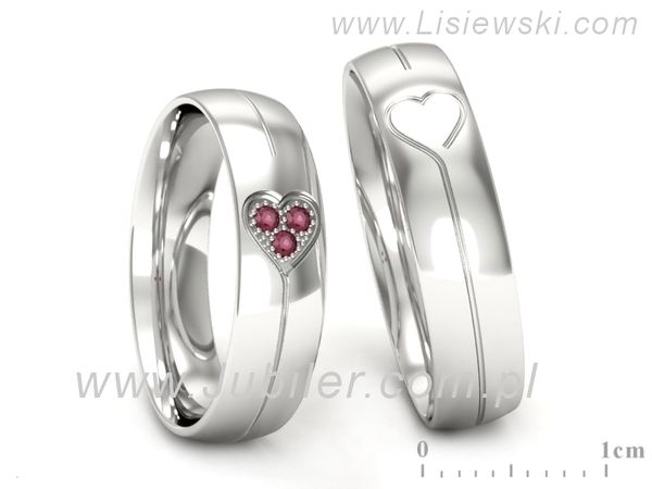 Obrączki ślubne obrączki z rubinami złote białe złoto 585 - P50140t137br- 1