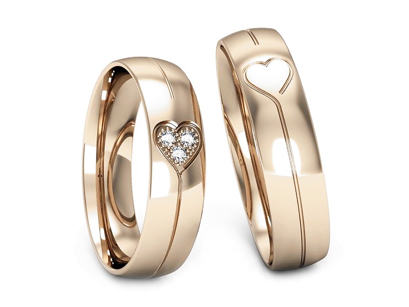 Obrączki z brylantem nowoczesne różowe 585 - P50140t137c — zdjęcie 3