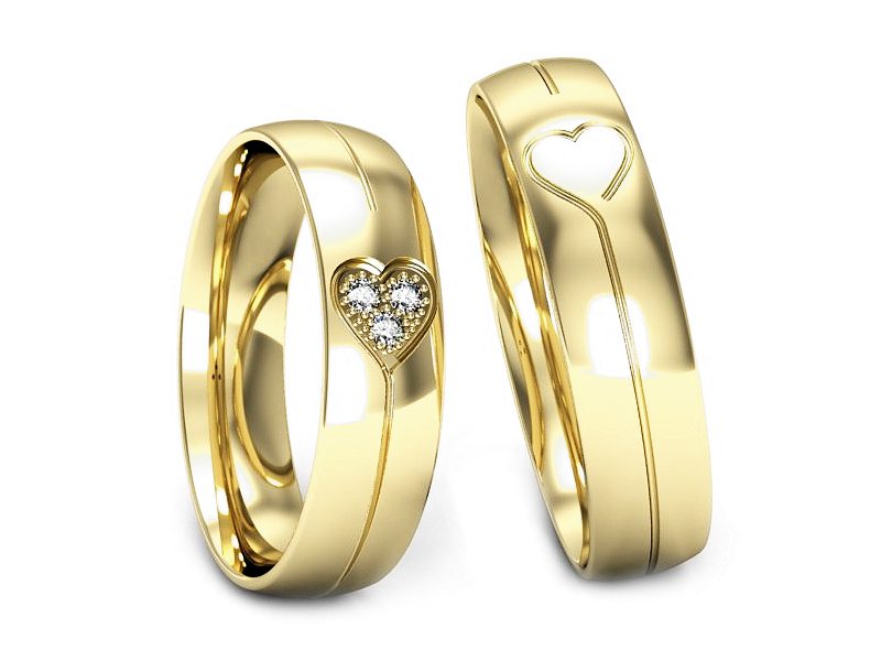 Obrączki z brylantami żółte złoto 585 - P50140t137z — zdjęcie 3