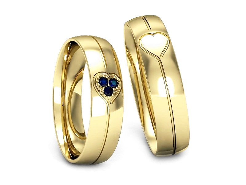 Obrączki z szafirami obrączki złoto 14k - P50140t137zsz — zdjęcie 3