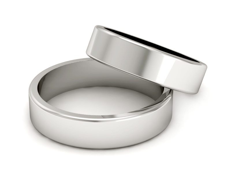 Obrączki białe złoto obrączki klasyczne 585 - P50140T143b — zdjęcie 2