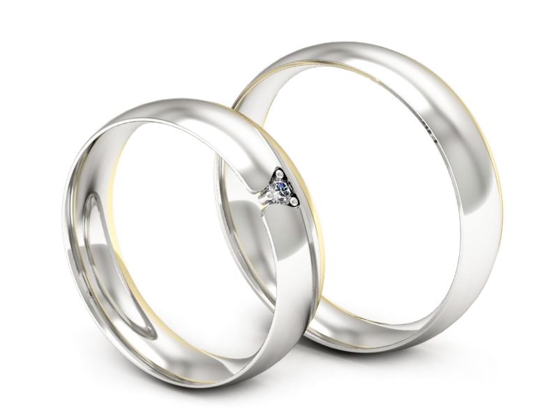 Obrączki z brylantem żółte białe złoto 585 - P50140t222bz — zdjęcie 3