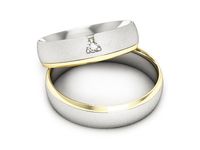 Obrączki ślubne z brylantem dwukolorowe żółte białe Au 14k - P50140t222bzms- 2