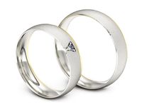 Obrączki ślubne z brylantem dwukolorowe żółte białe Au 14k - P50140t222bzms- 3