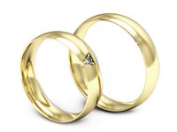 Obrączki ślubne z brylantem dwukolorowe żółte białe Au 14k - P50140t222zb- 3