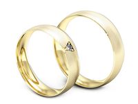 Obrączki ślubne z brylantem dwukolorowe żółte białe Au 14k - P50140t222zbmp- 3