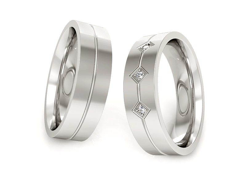 Obrączki z diamentami soczewkowe białe 585 - P50140T56b — zdjęcie 3