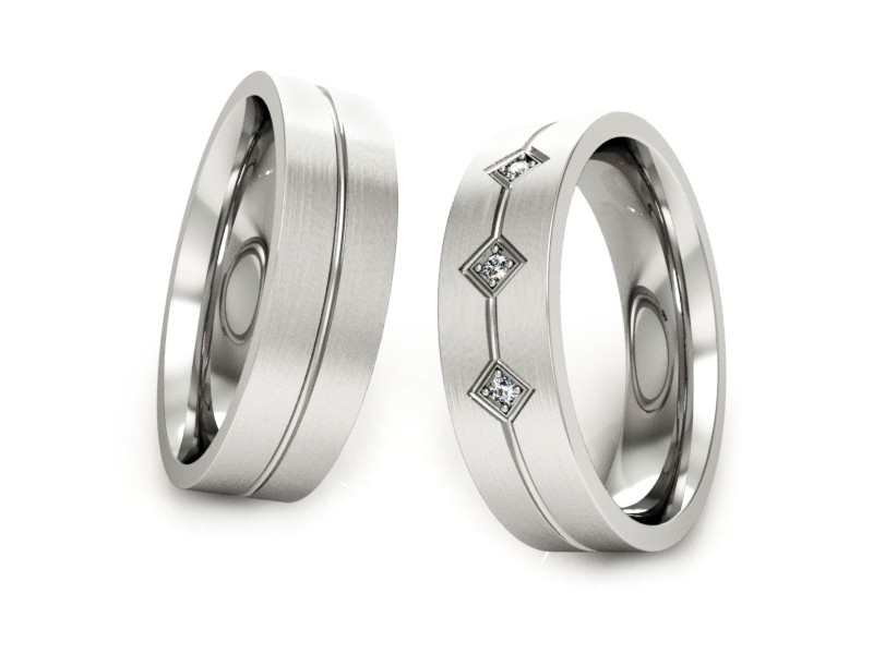Obrączki z brylantami złote białe złoto 585 - P50140T56bmp — zdjęcie 3