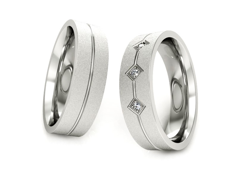 Obrączki z brylantami złote białe złoto 585 - P50140T56bms — zdjęcie 3