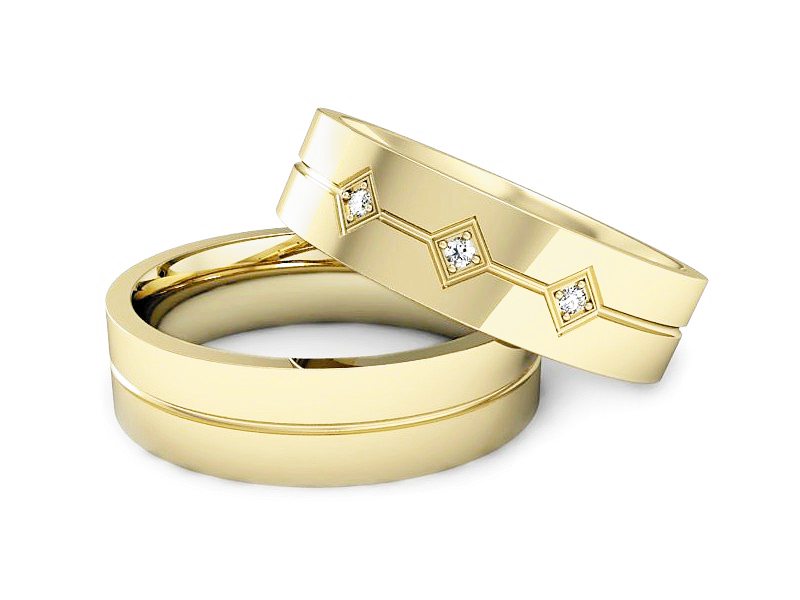 Obrączki z brylantami złote żółte złoto 14k - P50140T56z — zdjęcie 2