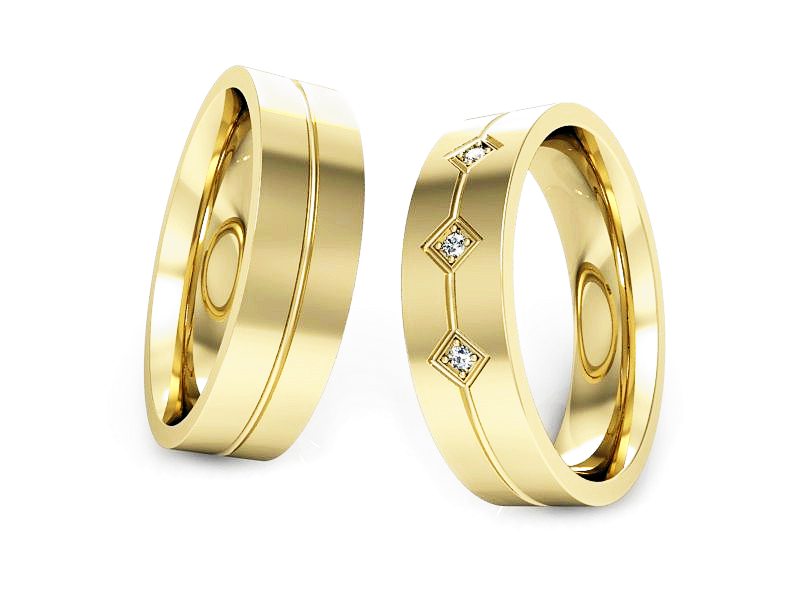 Obrączki z brylantami złote żółte złoto 14k - P50140T56z — zdjęcie 3