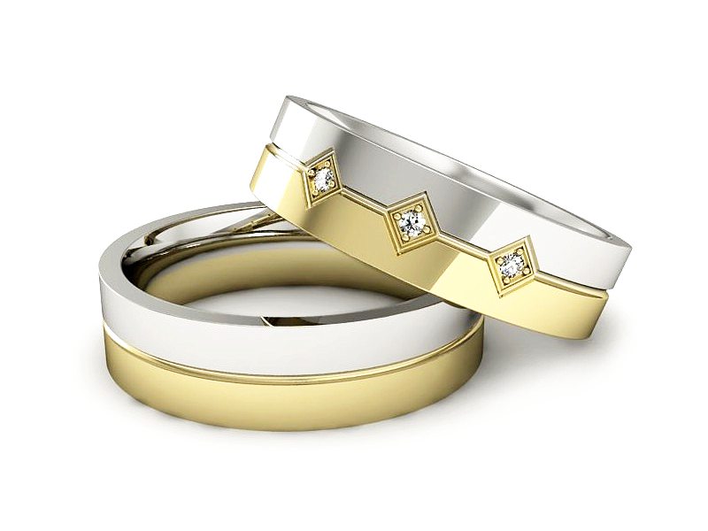 Obrączki z diamentami dwukolorowe obraczki - P50140T56zb — zdjęcie 2