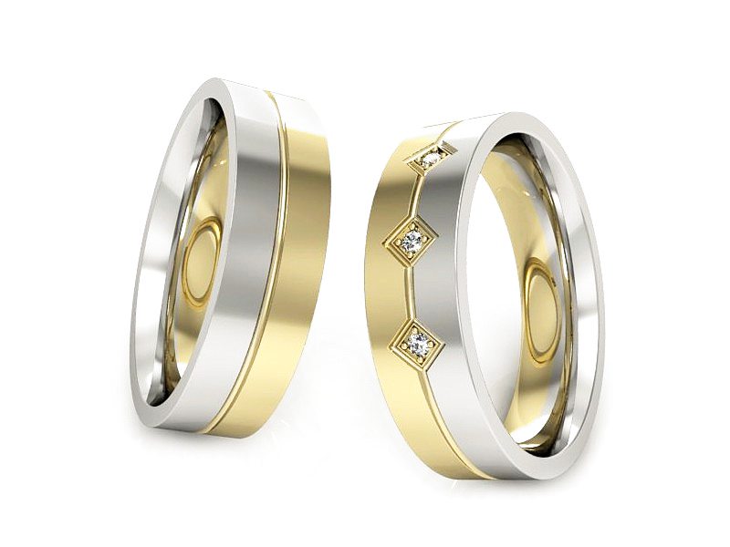 Obrączki z diamentami dwukolorowe obraczki - P50140T56zb — zdjęcie 3