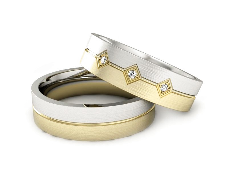 Obrączki z diamentami dwukolorowe obraczki - P50140T56zbmp — zdjęcie 3