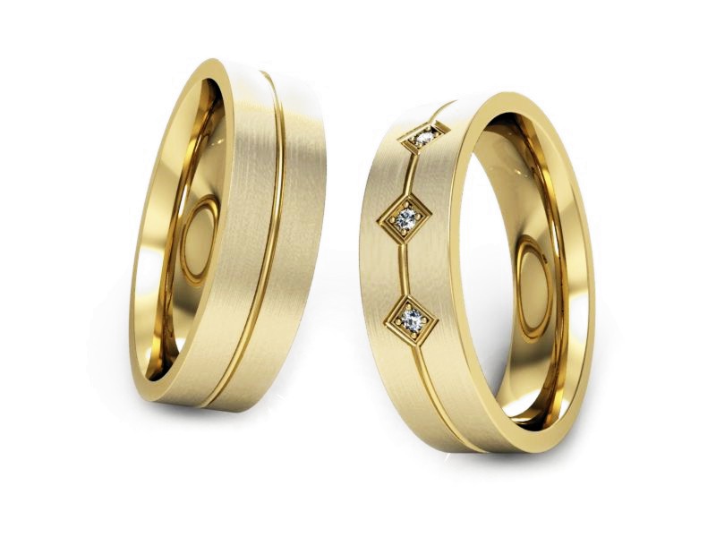 Obrączki z brylantami złote żółte złoto 14k - P50140T56zmp — zdjęcie 3