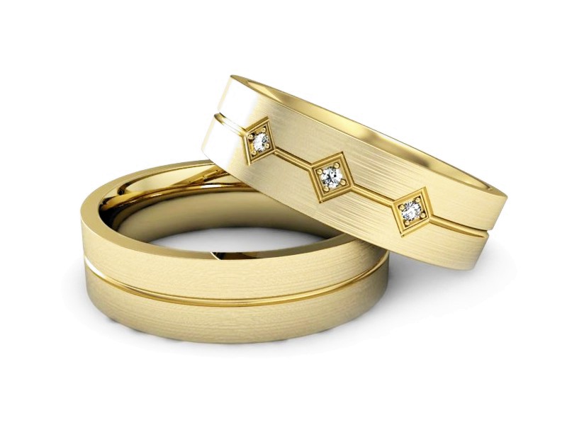 Obrączki z brylantami złote żółte złoto 14k - P50140T56zmp — zdjęcie 2