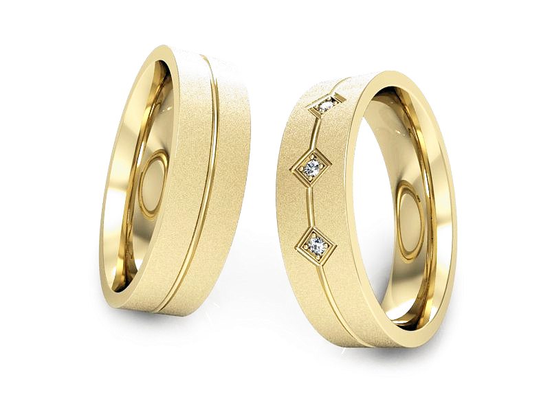 Obrączki z diamentami złote żółte złoto 14k - P50140T56zms — zdjęcie 3