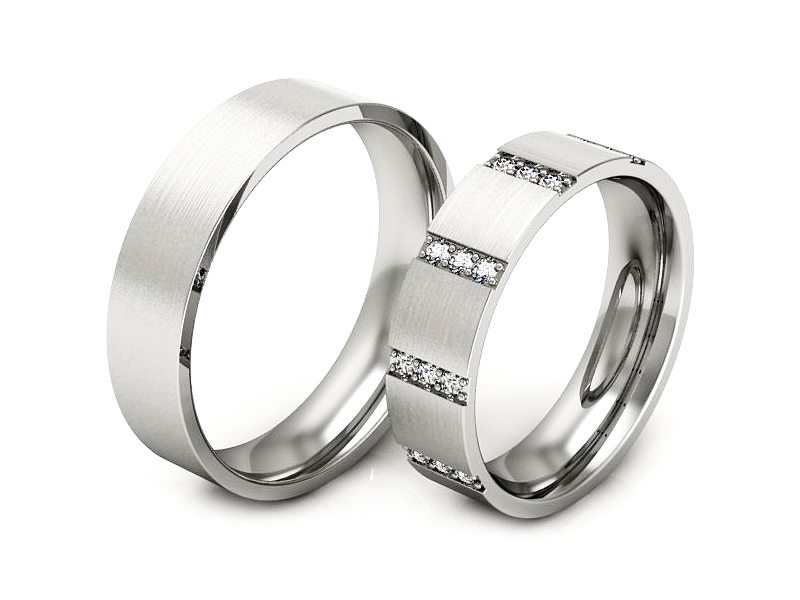 Obrączki z diamentami nowoczesne białe 585 - P50140T59bmp — zdjęcie 3