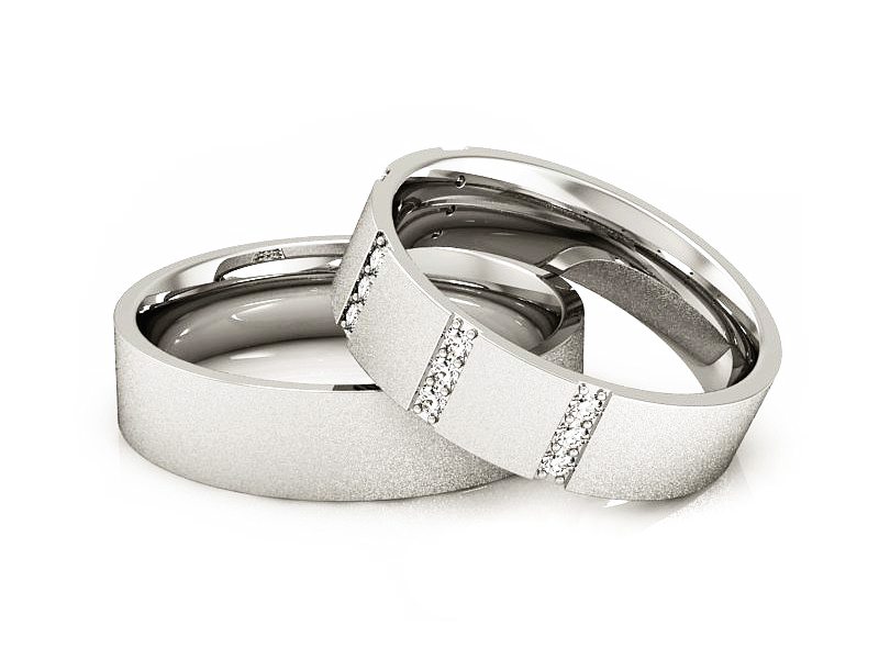 Obrączki z diamentami soczewkowe białe 585 - P50140T59bms — zdjęcie 2