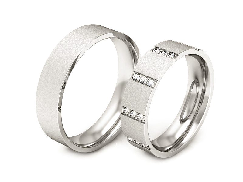 Obrączki z diamentami soczewkowe białe 585 - P50140T59bms — zdjęcie 3