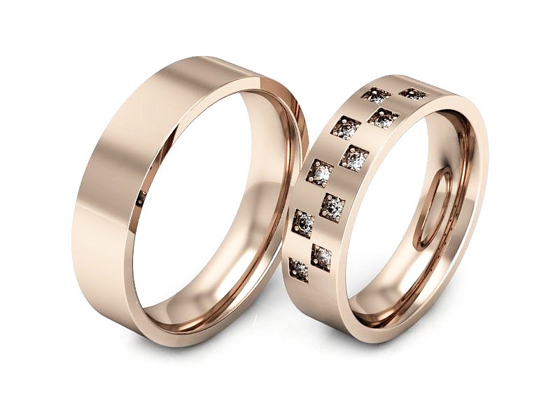 Obrączki z diamentami soczewkowe różowe złoto - P50140T63c — zdjęcie 3