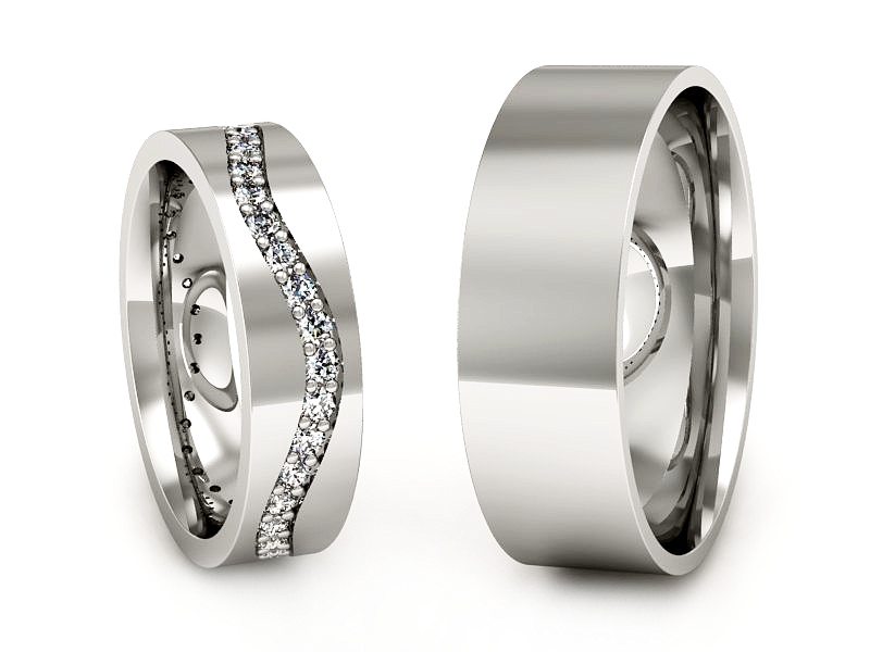 Złote Obrączki z brylantami białe złoto 585 - P50145T36b — zdjęcie 3