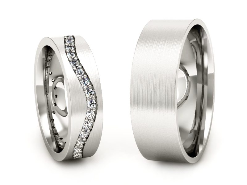 Obrączki z diamentami soczewkowe białe 585 - P50145T36bmp — zdjęcie 3