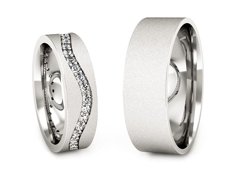 Obrączki z diamentami soczewkowe białe 585 - P50145T36bms — zdjęcie 3