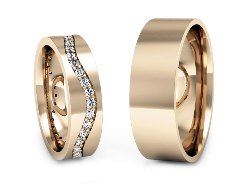 Obrączki z brylantami złote różowe złoto 585 - P50145T36c — zdjęcie 3