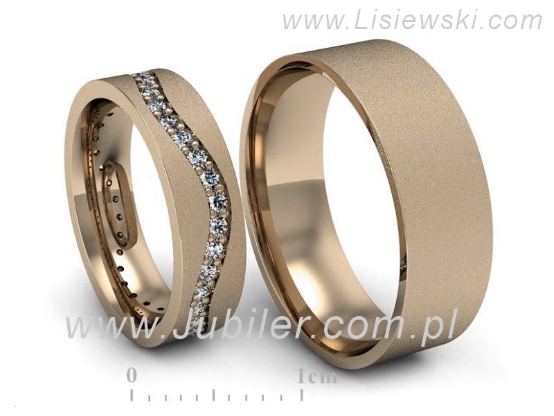 Obrączki ślubne obraczki z brylantami złote różowe złoto 585 — P50145T36cms