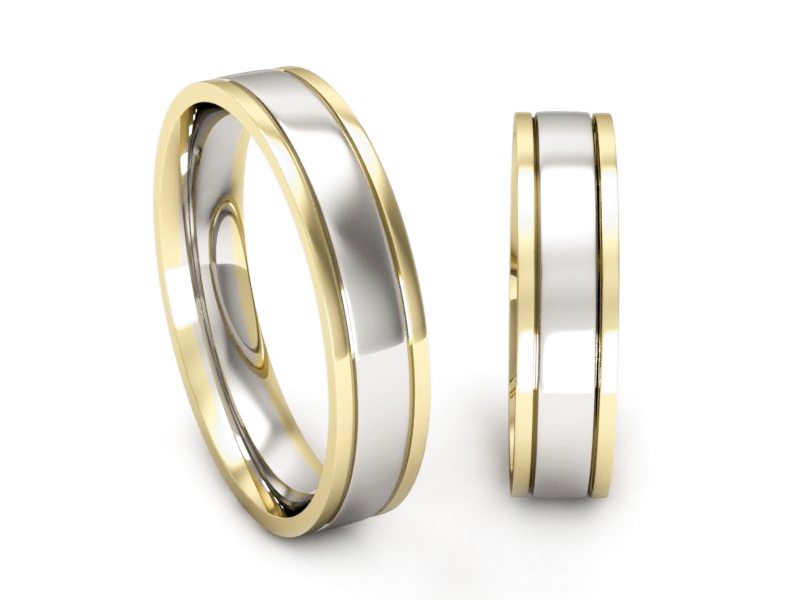 Obrączki biało żółte złoto obrączki złote - P50150T175bz — zdjęcie 3