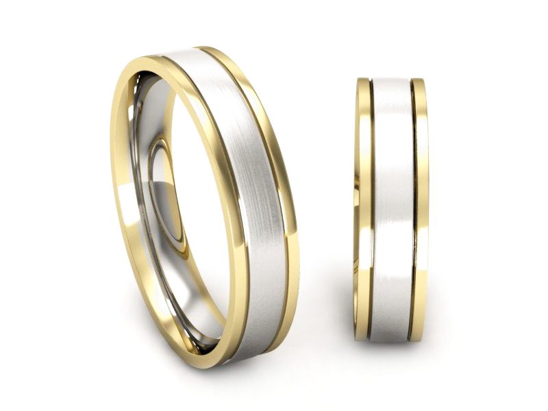 Obrączki biało żółte złoto obrączki złote - P50150T175bzmp — zdjęcie 3