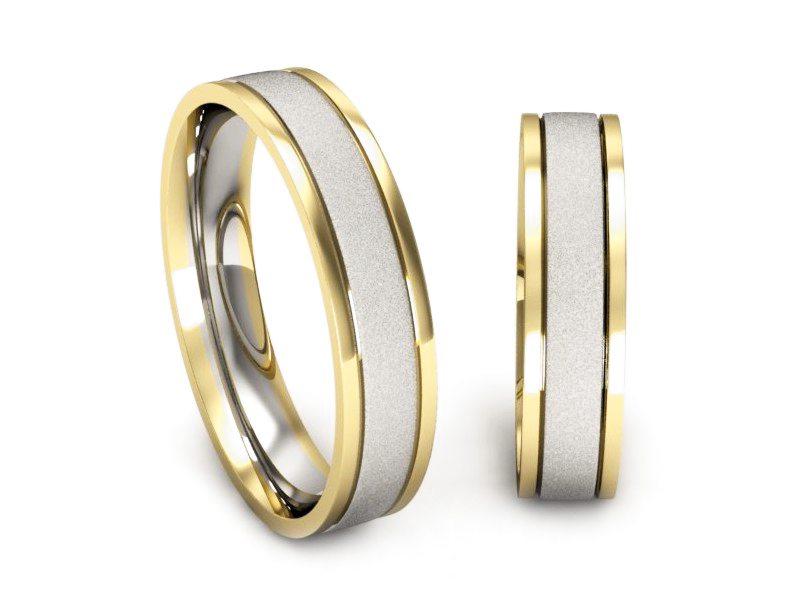 Obrączki biało żółte złoto obrączki złote - P50150T175bzms — zdjęcie 3
