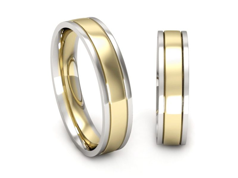 Obrączki biało żółte złoto obrączki złote - P50150T175zb — zdjęcie 3