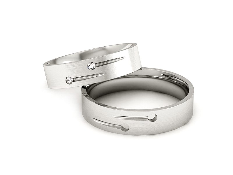 Obrączki z brylantami nowoczesne białe złoto - P50150T180bmp — zdjęcie 3
