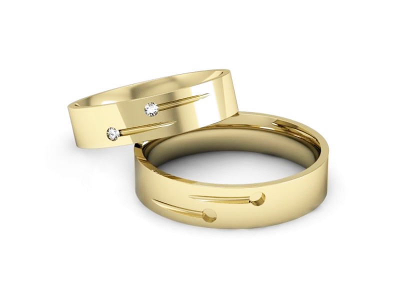 Złote Obrączki z brylantami obrączki złoto 14k - P50150T180z — zdjęcie 3