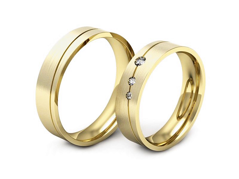 Obrączki slubne z brylantami żółte zloto 585 - P50150T188zmp — zdjęcie 3