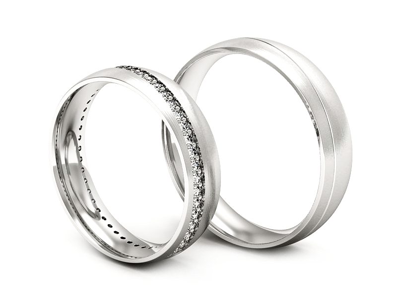 Obrączki z diamentami białe złoto 585 - P50150T198bmp — zdjęcie 3