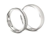 Obrączki ślubne obraczki z diamentami soczewkowe białe 585 - P50150T198bms- 3