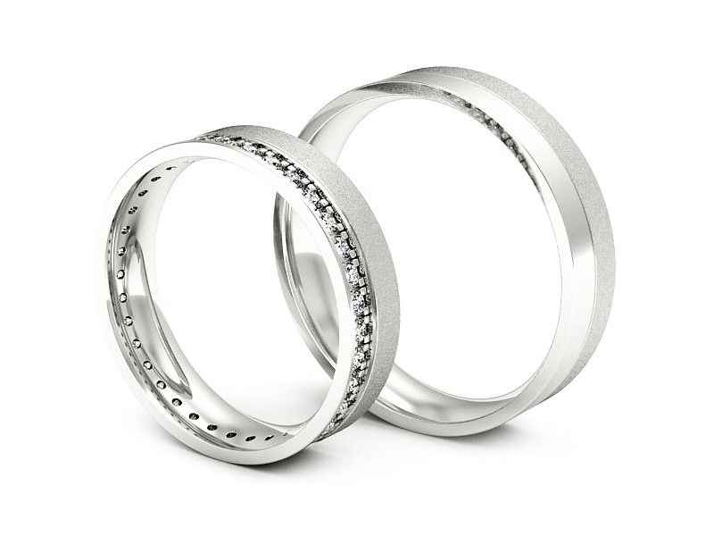 Obrączki z białego złota z diamentami złote - P50150T201bms — zdjęcie 3