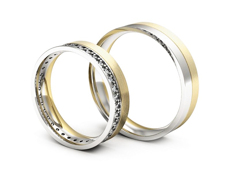 Obrączki ślubne z diamentami dwukolorowe - P50150T201zbmp — zdjęcie 3