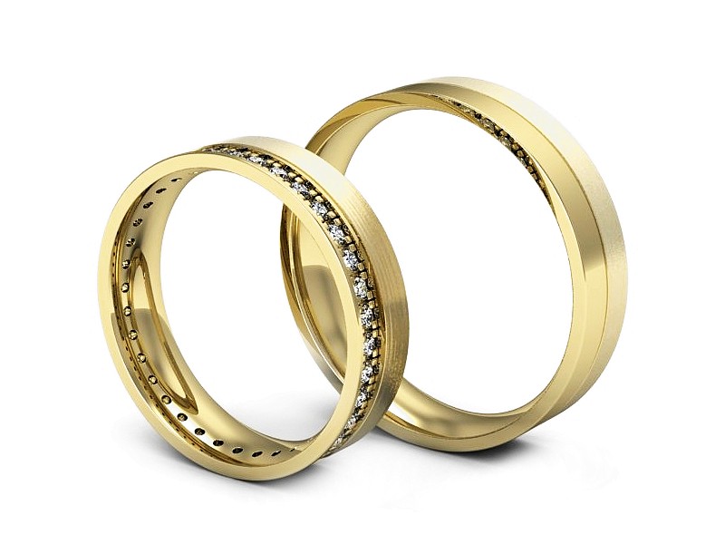 Obrączki z diamentami z żółtego złota 585 - P50150T201zmp — zdjęcie 3