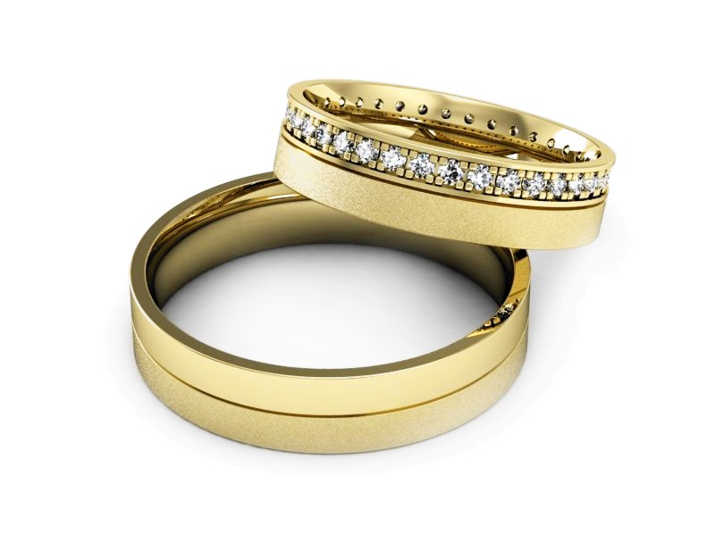 Obrączki z diamentami z żółtego złota 585 - P50150T201zms — zdjęcie 2